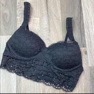 PINK by‎ Victoria’s Secret Eyelet Lace Underwire Bralette Black XS